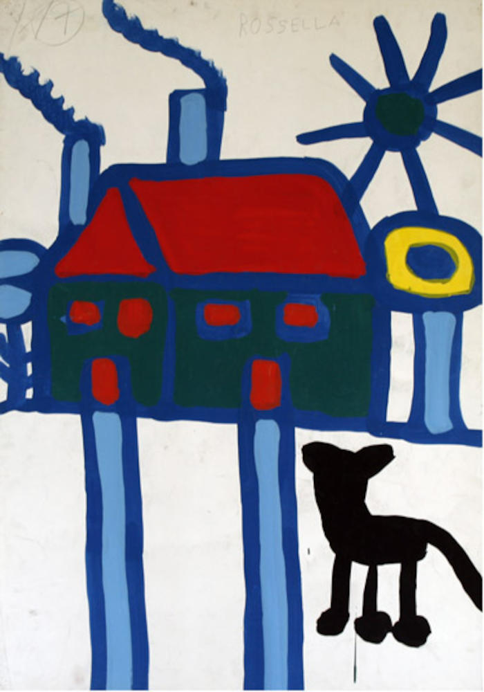 Carpino, paesaggio con casa e cane, 1987